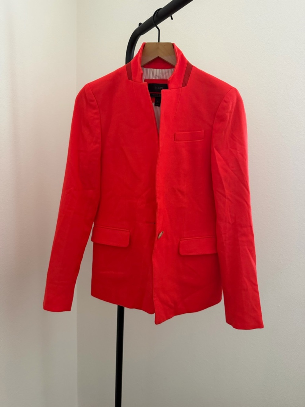 J. Crew Regent Coral-Red Single-Button Women's Blazer - Picture 3 of 6